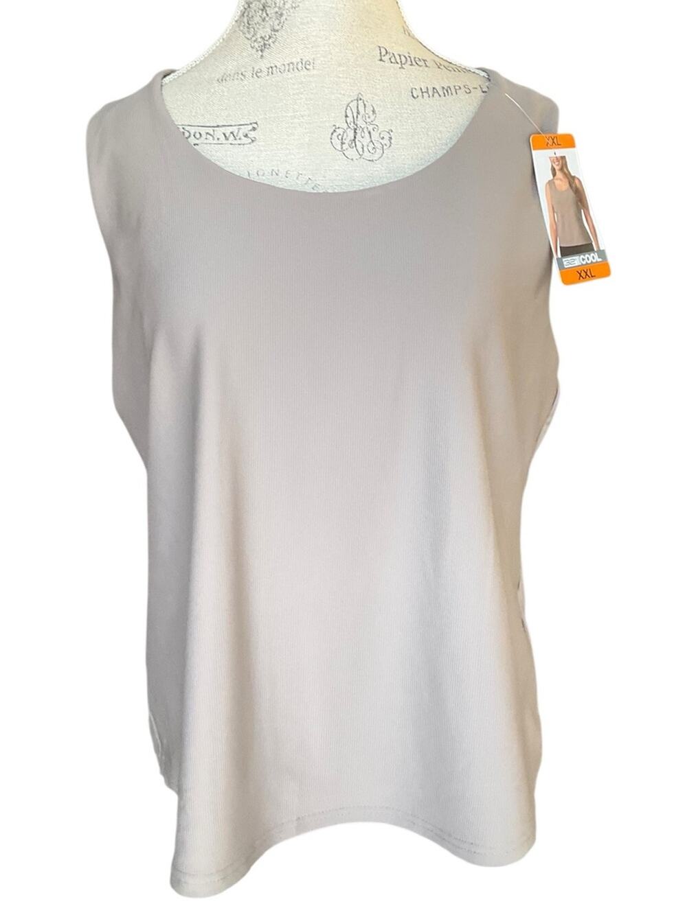 32 Degrees Women’s Sleeveless Tank Top with Bra-Taupe Size Large NWT